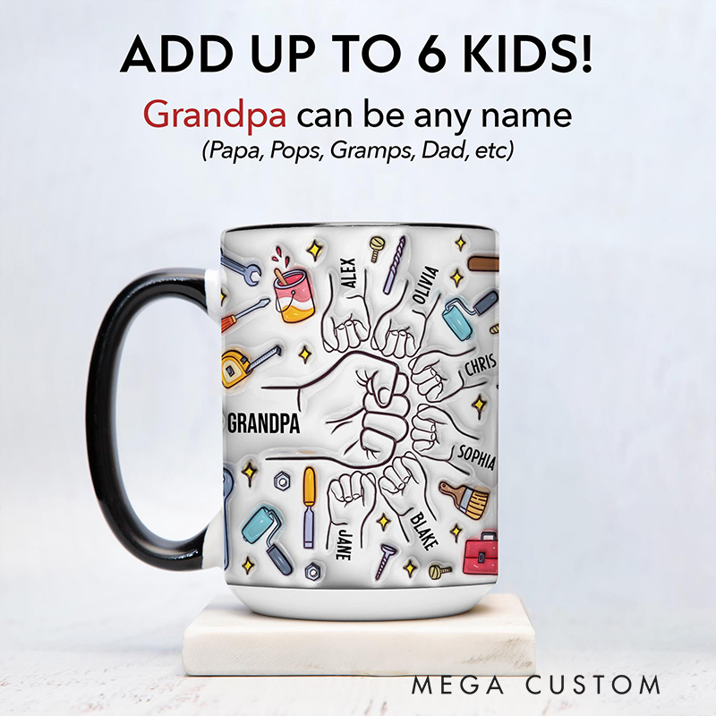 Personalized Grandpa Mug Custom Grandpa Cup Gifts from Grandkids Names Grandchildren Grandfather Birthday Fathers Day Gift 