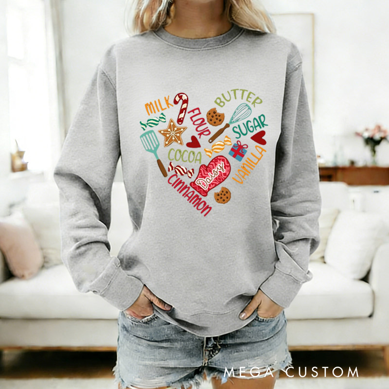 Personalized Baking Love Sweatshirt Gift For Bakers Cooker Sweatshirt Chef Mother Shirt for Baking Lovers