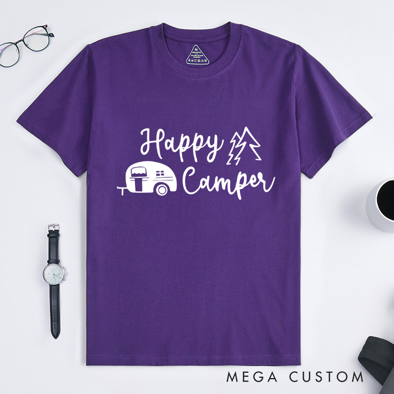 Personalized Hiking Camping Shirts Funny Happy Camper Shirts Gift for Outdoor Camping Adventure