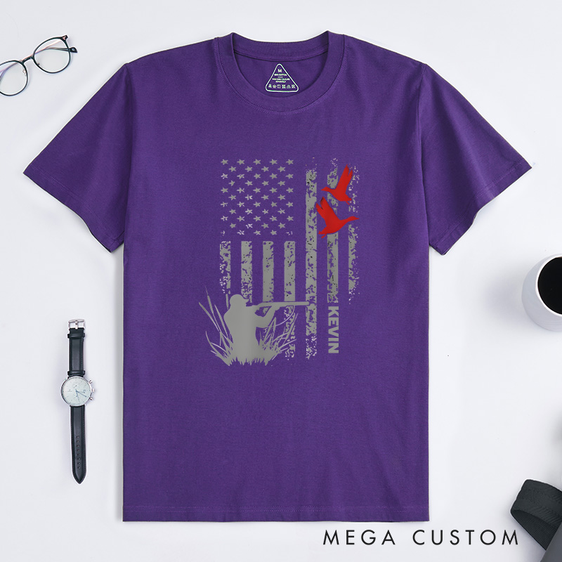 Personalized Patriotic Hunting T-Shirt Duck Hunting T-Shirt Gift for Outdoor Hunting Lover