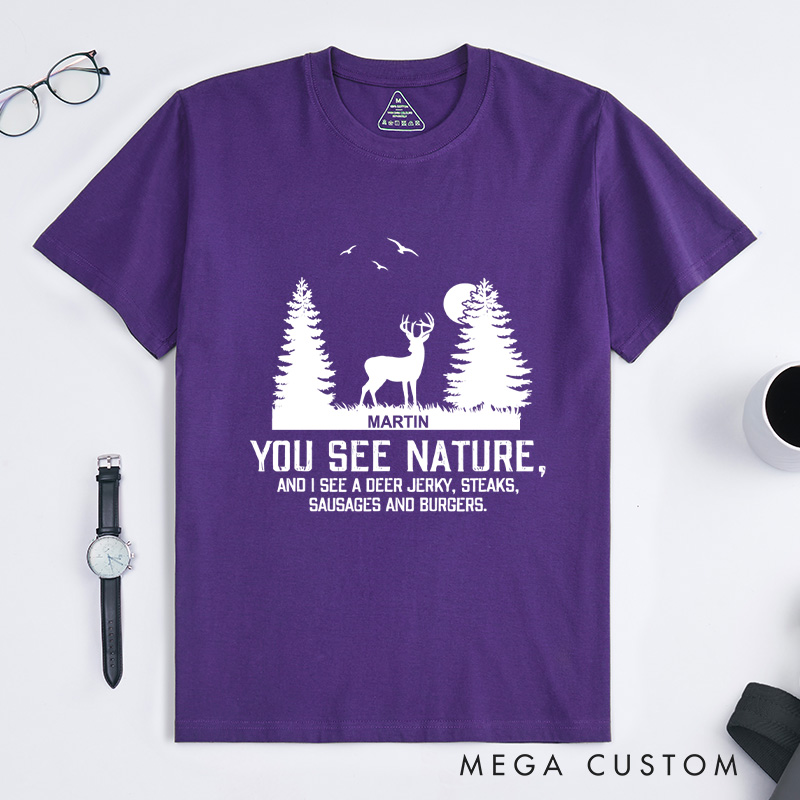 Personalized Nature Hunter T-Shirt Hunting Shirts for Men Husband Gift for Outdoor Hunting Lover