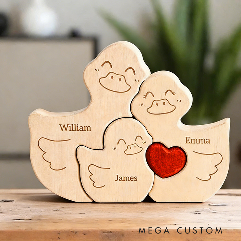 Personalized Wooden Duck Family Puzzle for Family Keepsake Gifts Mothers Gifts for Mom Kids Grandma Wife Daughter