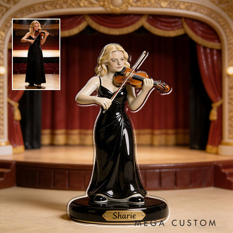 Personalized 2D Flat Violin Performer Figurine for Music Lovers Acrylic Plaque Gift for Kids Music Studio
