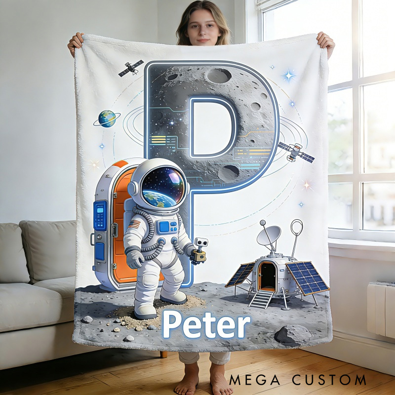 Personalized Space Adventure Blanket Astronaut Alphabet Blanket for Kids