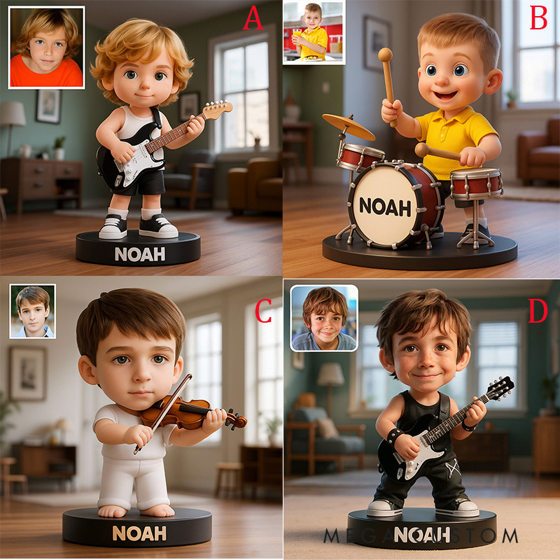 Personalized 2D Flat Cartoon Music Figurine for Music Lovers Acrylic Plaque Gift for Kids Music Studio