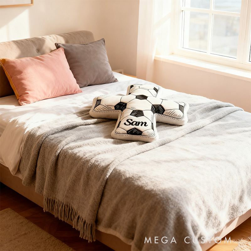 Personalized Doodle Cross Soccer Football Pillow with Custom Home Decor Christian Humor Pillow Christian Sports Gift Religious Gift for Soccer Lover