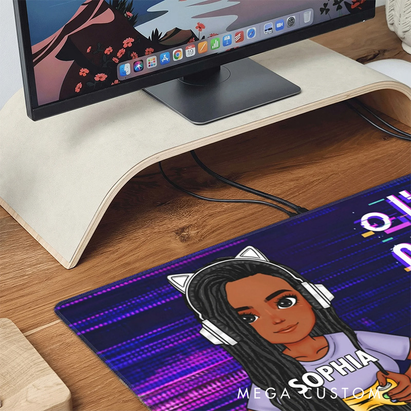 Personalized Cartoon Character Anti-Slip Mouse Pad with Name Birthday Gift for Game Lover Students Colleagues Friends