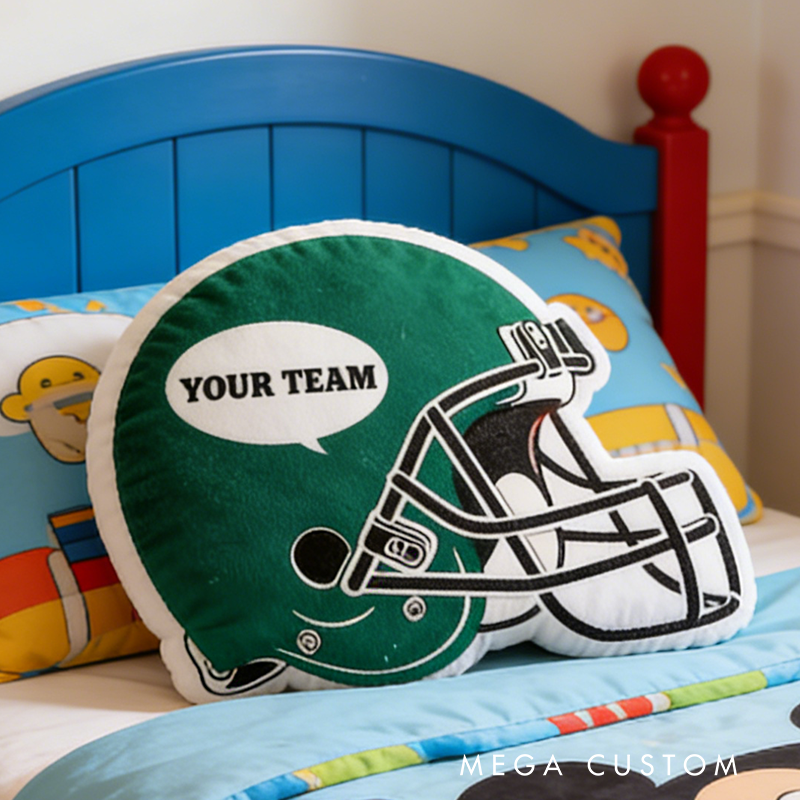 Personalized American Football Helmet Pillow with Custom Team Name Design