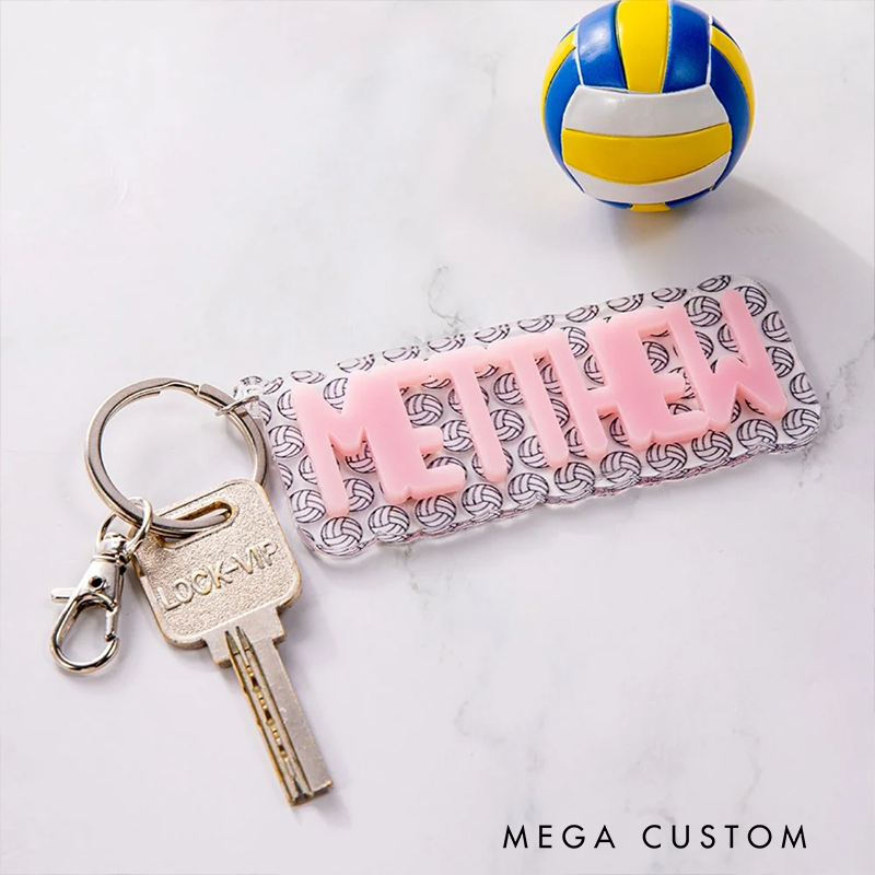 Personalized Volleyball Keychain Featuring Your Custom Name Design