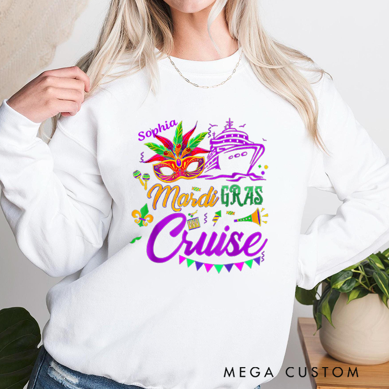 Personalized Mardi Gras Cruise 2026 Classic Sweatshirt Mardi Gras Trip Apparel Cruise Lover Gift