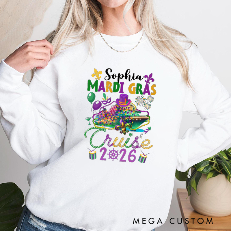 Personalized Mardi Gras Cruise 2026 Classic Sweatshirt for St Patricks Day Saint Patricks Cruise Mardi Gras Trip Apparel Cruise Lover Gift
