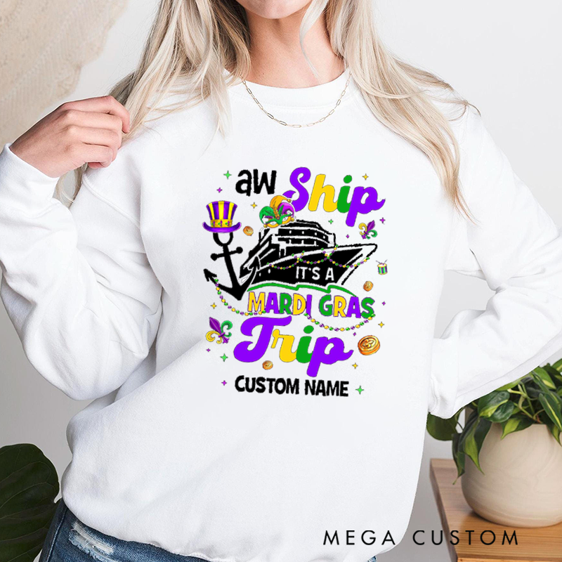 Personalized Mardi Gras Cruise Trip With Name Classic Sweatshirt Mardi Gras Vacation Mardi Gras Trip Apparel Cruise Lover Gift