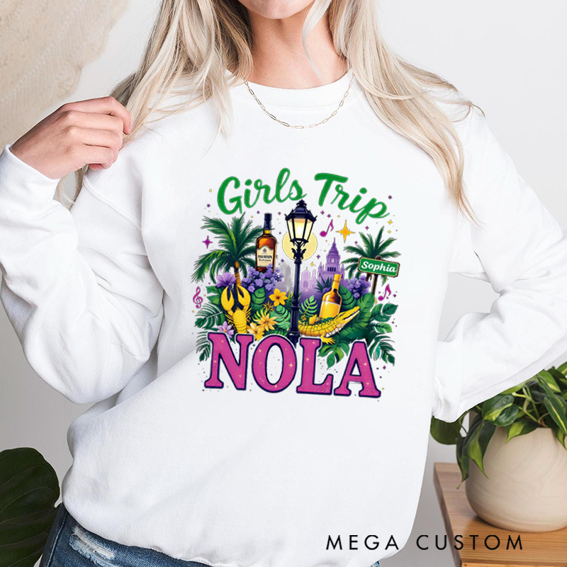 Personalized NOLA Girls Trip Classic Sweatshirt Girls Trip Shirt New Orleans Girls Weekend Trip Shirt Mardi Gras Trip Apparel Cruise Lover Gift