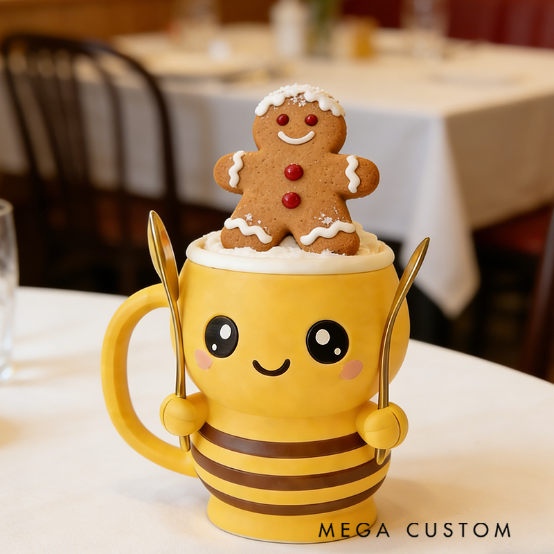 Personalized Cute Bee Ice Cream Pint Holder with Spoon Slots Eco-Friendly 3D Print for Gardening Lovers