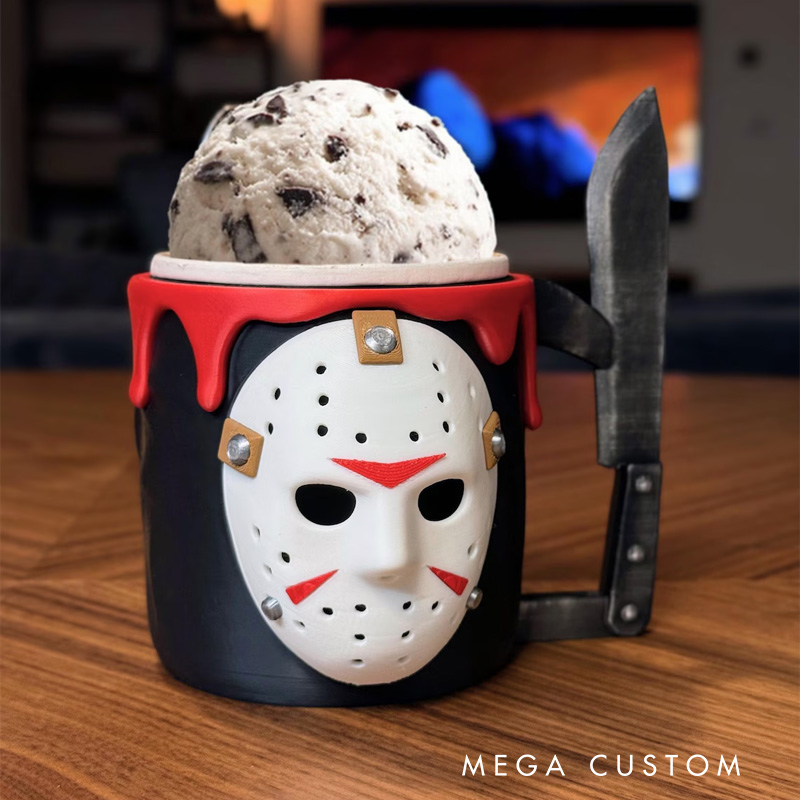 Personalized Horror Ice Cream Pint Holder with Spoon Slots Eco-Friendly 3D Print