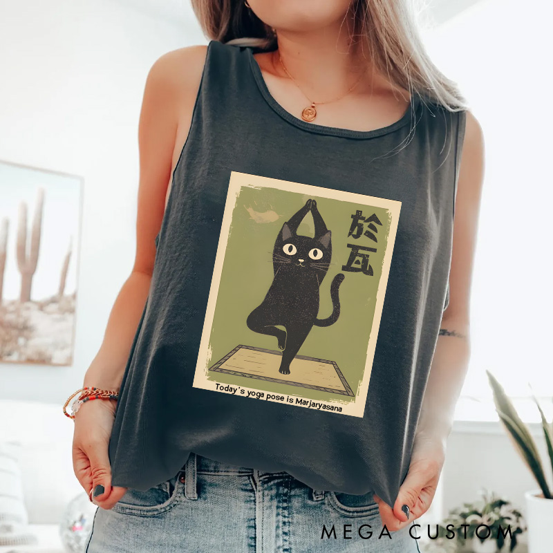 Personalized Yoga Tank Tops Yoga Cat Tank Top Yoga Clothing Yoga Lover Gift for Her Yourself