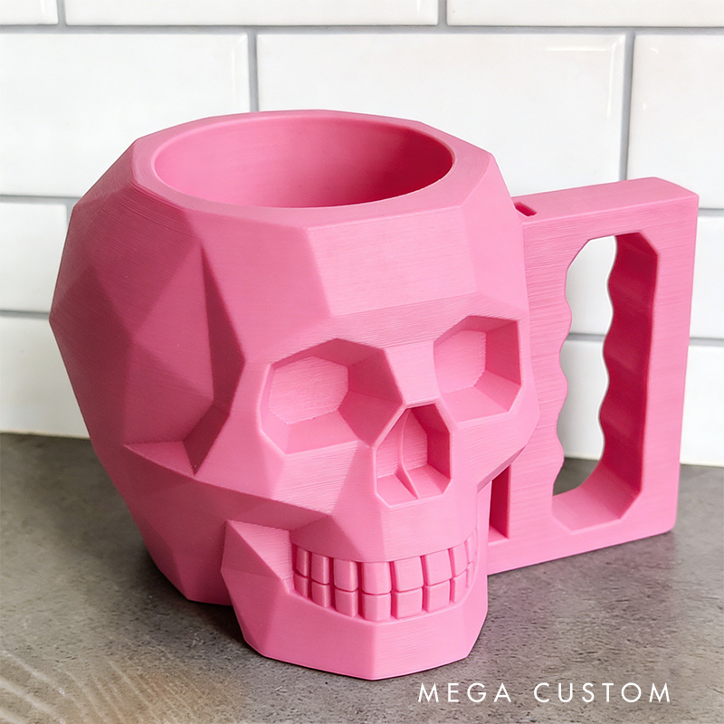 Personalized Low Poly Style Skull Gamer Ice Cream Pint Holder with Spoon Slots Eco-Friendly 3D Print for Game Lovers