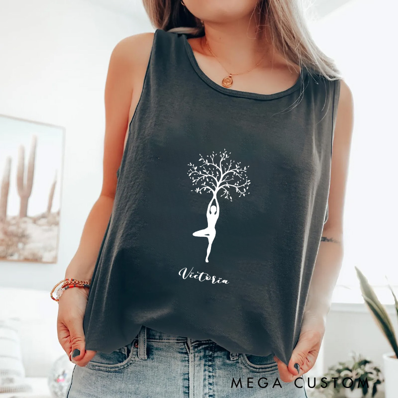 Personalized Yoga Tree Tank Tops Yoga Tank Tops for Women Her Yourself Racerback Tank Top Gift Yoga Lover