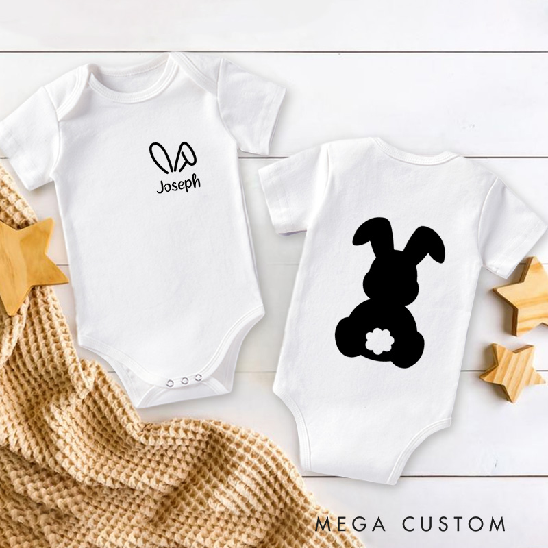 Personalized Bunny Homemade Rolls Cute Easter Inspired Design for Family and Kids Baby Onesie