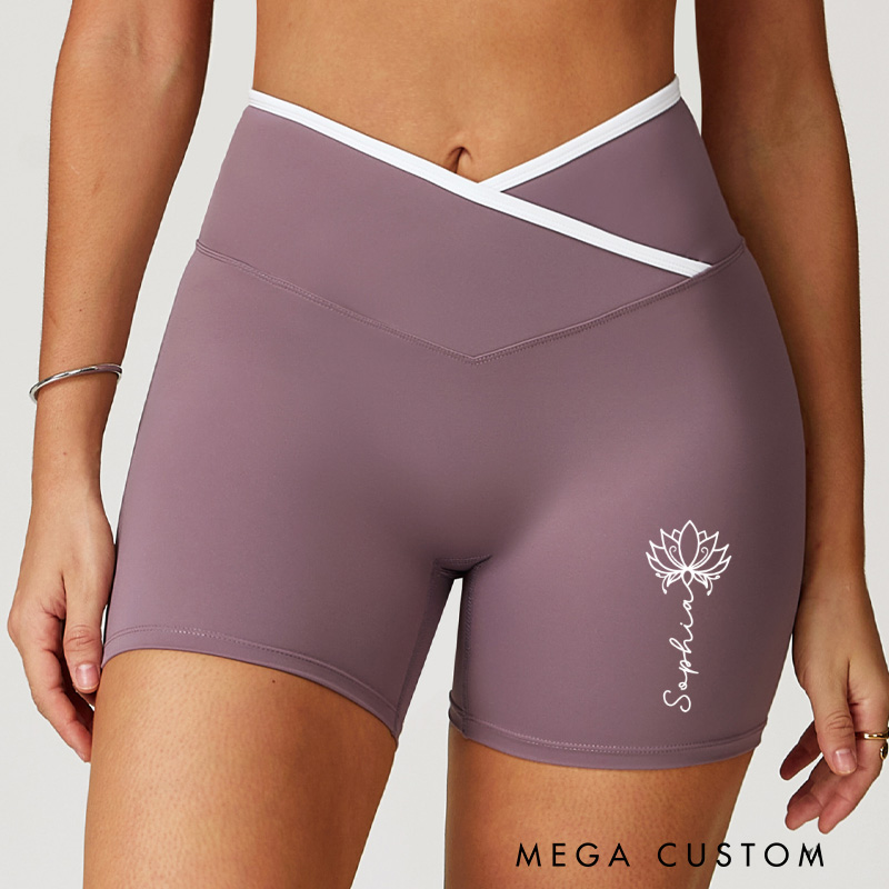 Personalized Yoga Lotus Yoga Training Shorts Custom Name Yoga Shorts Yoga Gym Gifts Women Her