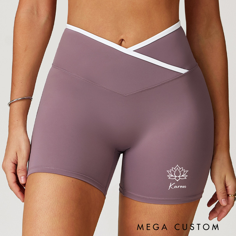 Personalized Lotus Yoga Shorts Custom Gym Fitness Hot Pants High Waist Quick Dry Gym Fitness Shorts for Yoga Lover
