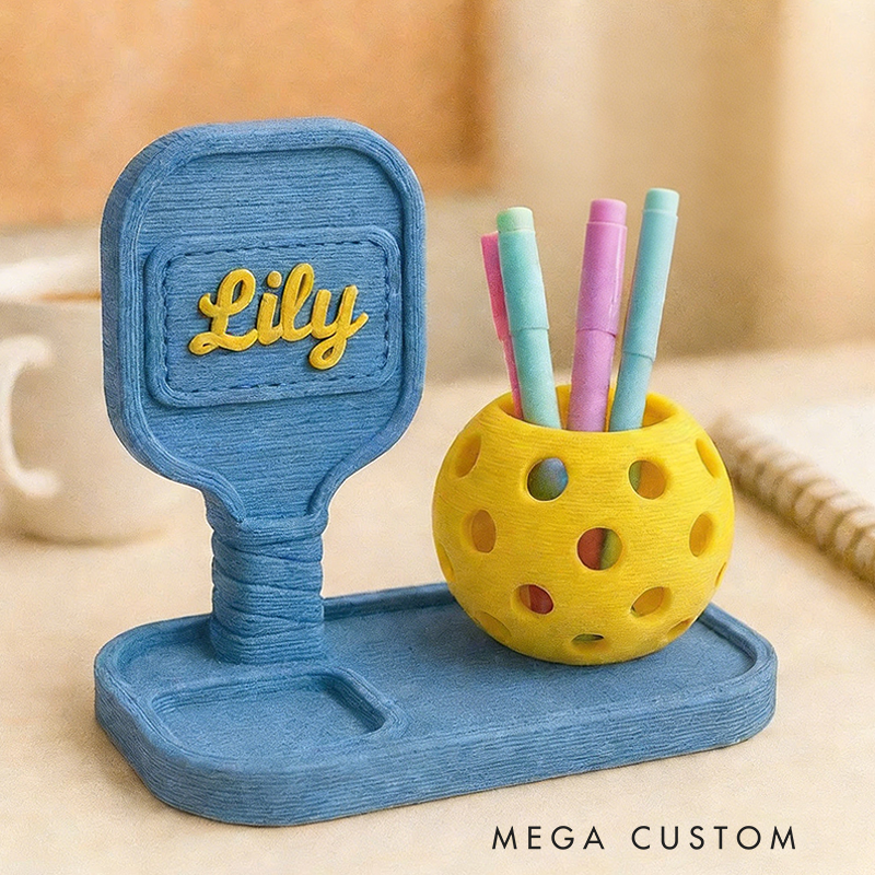 Personalized 3D Printed Pickleball Pen Holder Desk Organizer Cute Pickleball Gift for Women Coaches & Coworkers