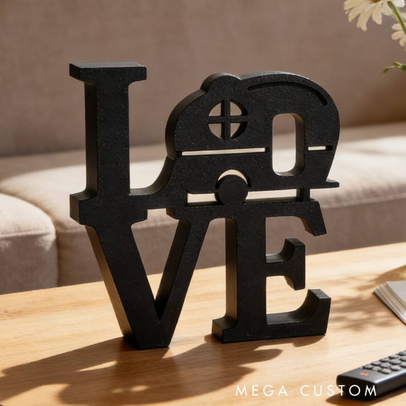 Personalized 3D Printed Camper Love Sculpture Camping Decor Sign Gifts for Campers Rv Gift Ideas