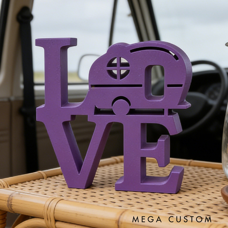 Personalized 3D Printed Camper Love Sculpture Camping Decor Sign Gifts for Campers Rv Gift Ideas
