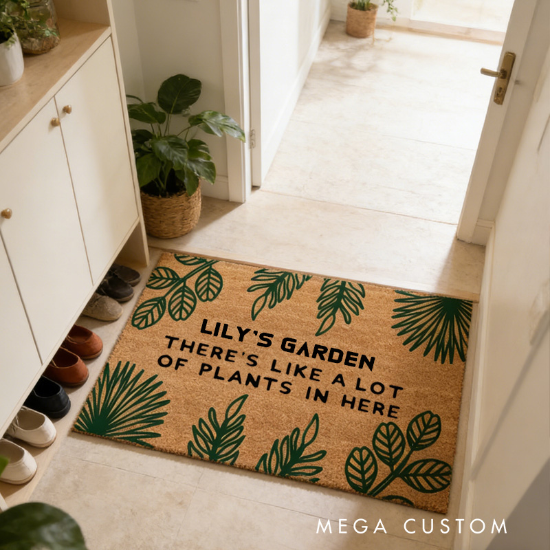 Personalized Grandma's Garden Love Grows Here Doormat Custom Birth Flower Welcome Mat with Name for Mom Grandma Gardening Lover Family Grandma
