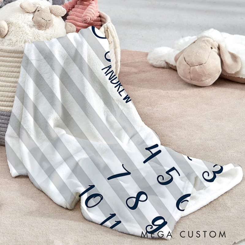 Personalized Boy Milestone Baby Blanket Funny Baby Gift Nursery Gift 