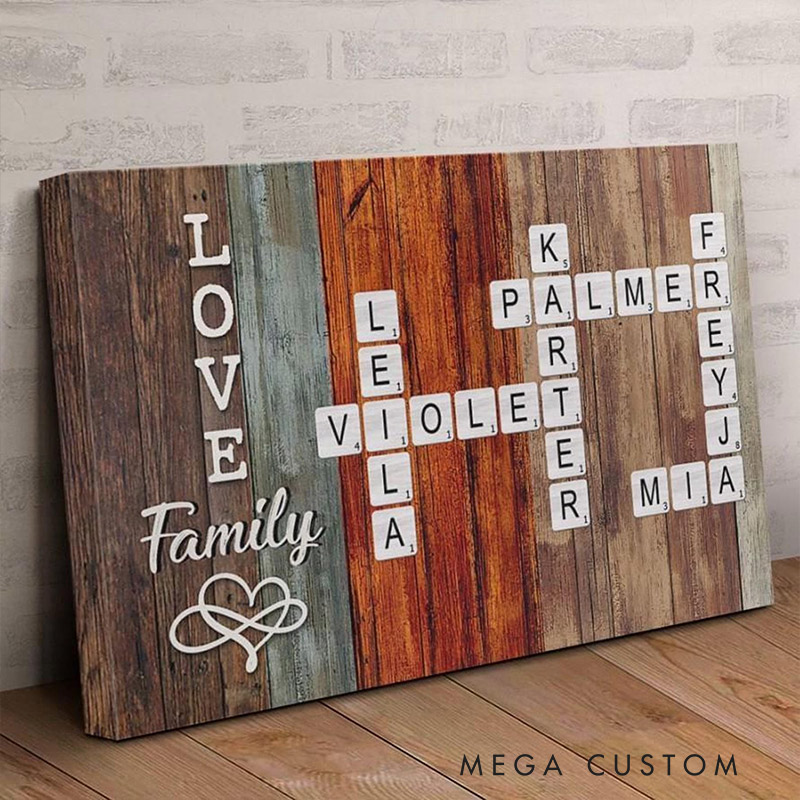  Personalized Family Wall Art Custom Family Name Crossword Canvas  Unique Name Sign Home Decor Gift Family Gift