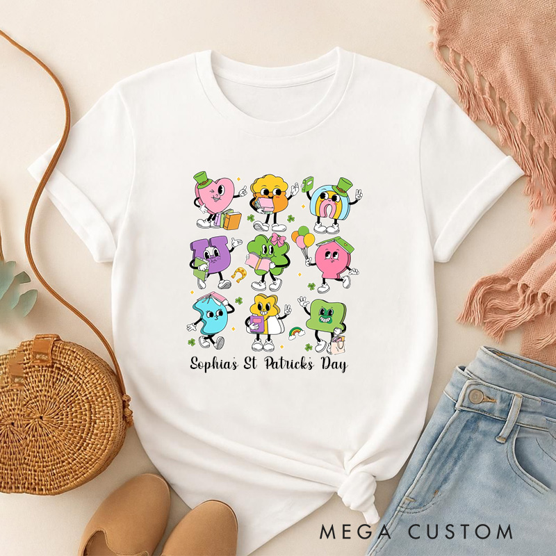 Personalized Reading Lucky Charms Classic T-Shirts Retro Bookish Shirt with Name for Book Lover Bookworm Girlfriend Wife Women Gift