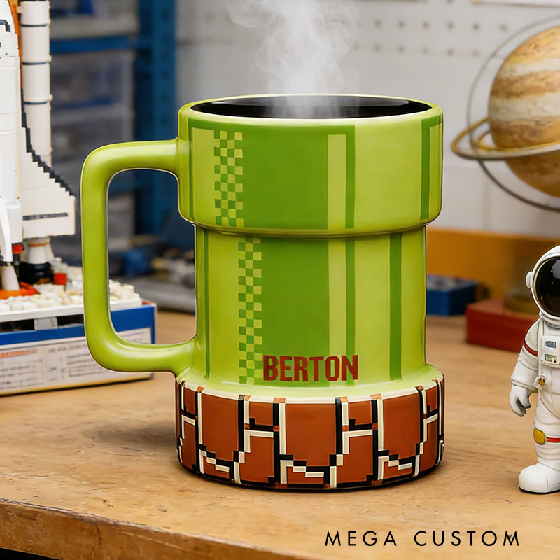 Personalized Retro Game Pipe Mug Custom Retro Game Enthusiasts Coffee Cups Gifts for Game Geek