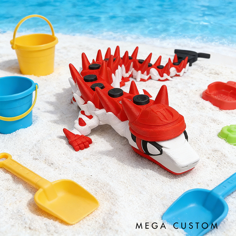 Personalized Ice Hockey Articulated Dragon Toy with Customizable Name Design