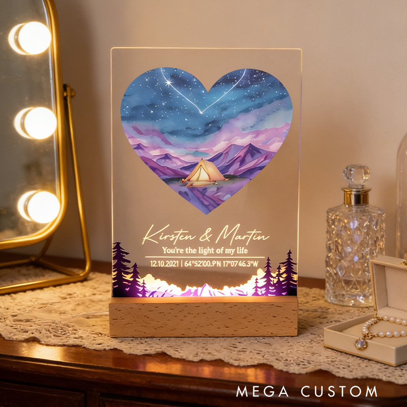 Personalized Romantic Camping LED Night Light Outdoor Adventure Lover Night Light Valentine's Day Gift for Couple