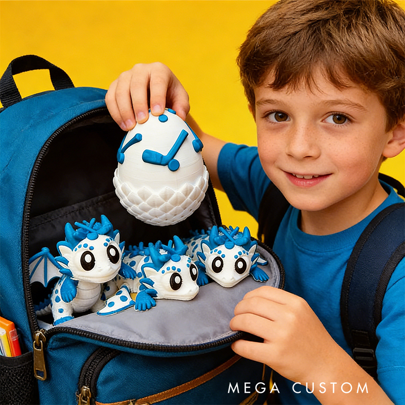 Personalized 3D Printed Ice Hockey Dragon and Egg Toy Set with Custom Name for Kids 