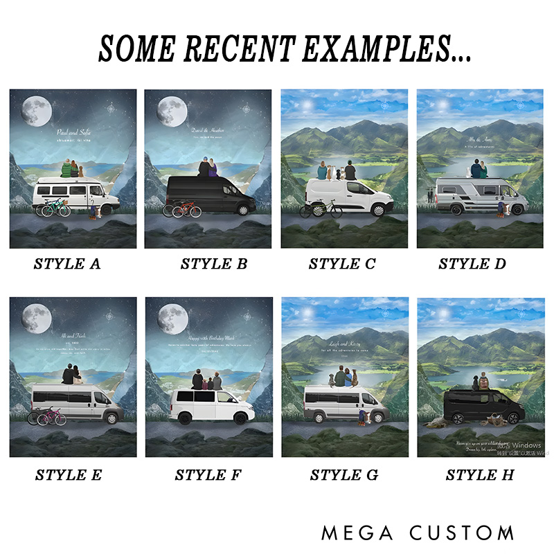Personalized Camper Van Wall Art Prints Van Life Print Adventure Print Custom Anniversary Print Custom Room Decor Couples Print