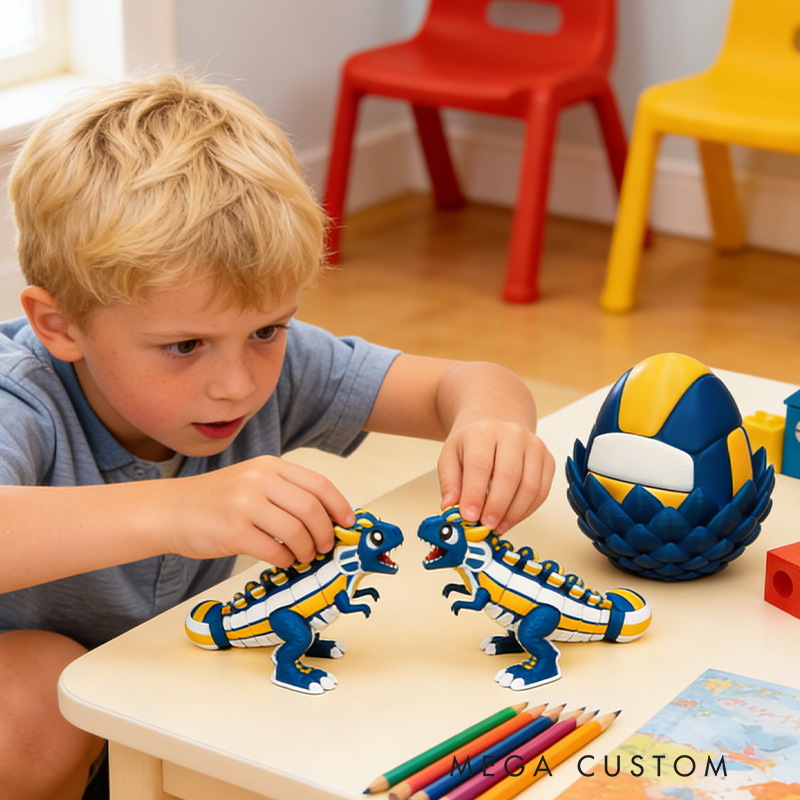 Personalized 3D Printed Volleyball Dragon and Egg Toy Set with Custom Name for Kids and Fans