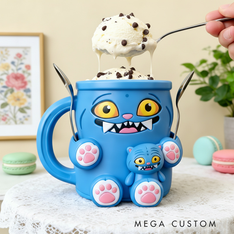 Personalized Ice Cream Cozy Pint Holder 3D Printed with Spoon Slots & Snack Drawer for Mom Kids Ice Cream Lover