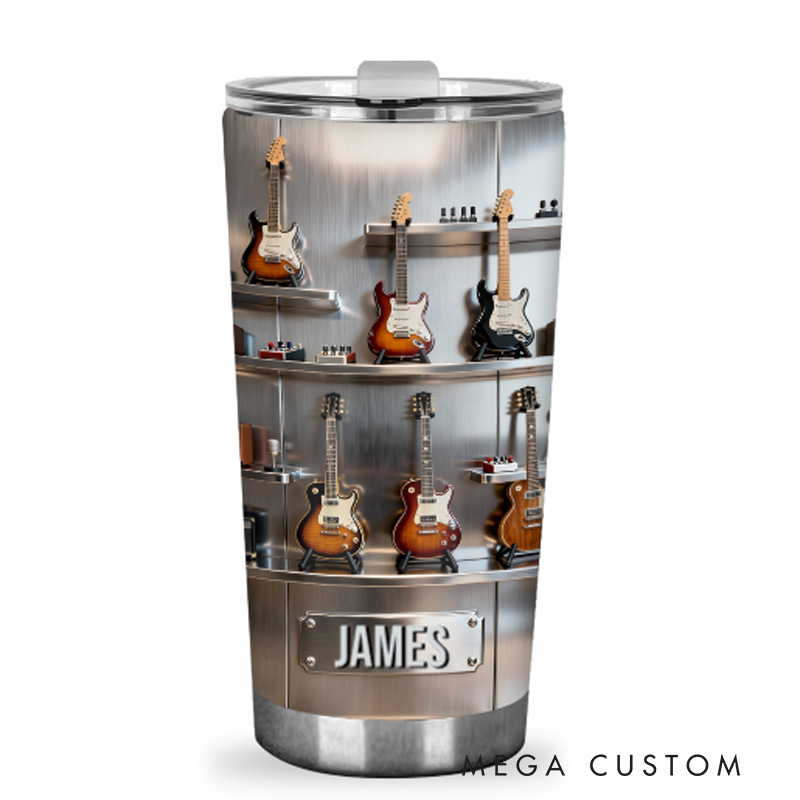 Personalized 2D Flat String Symphony 20oz Tumbler Custom Guitar Themed Tumbler for Music Lovers