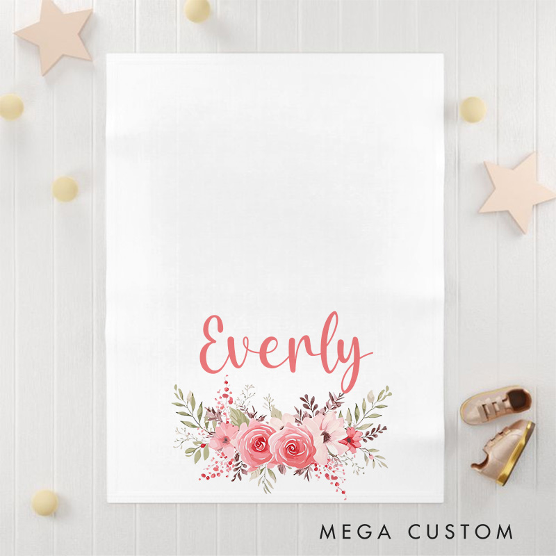 Personalized Floral Boho Baby Blanket Baby Shower Gift Nursery Gift