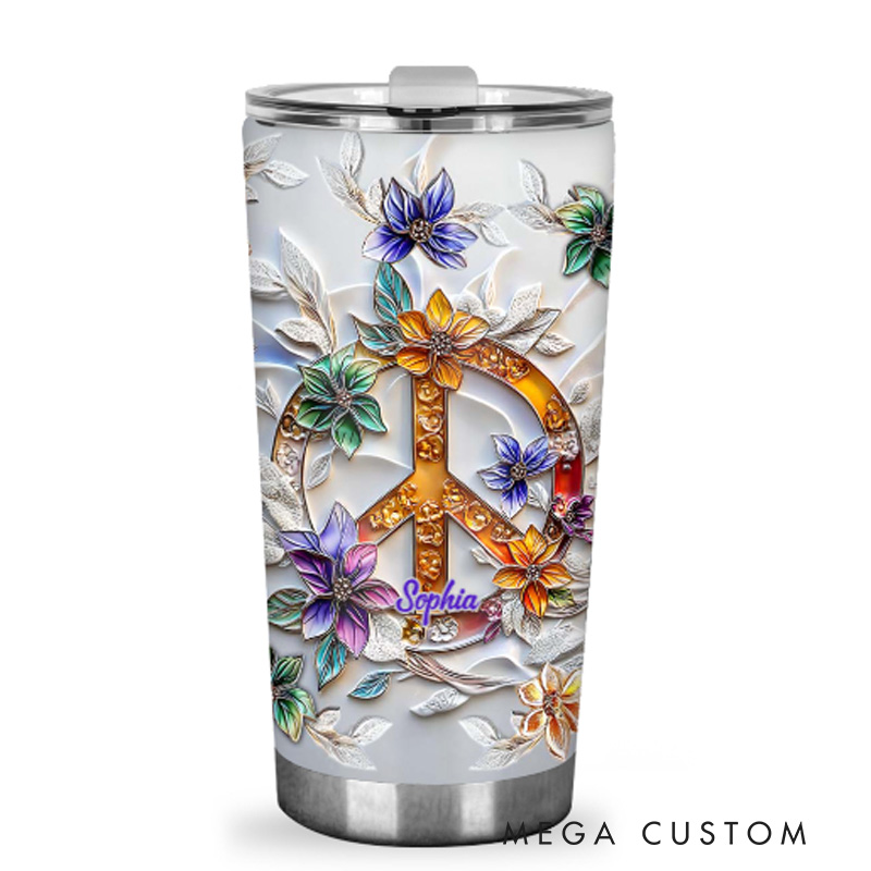 Personalized 2D Flat Golden Strings 20oz Tumbler Custom Hippie Themed Tumbler for Music Lovers
