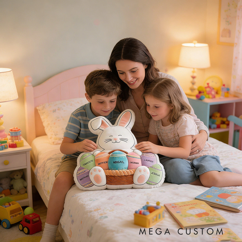 Personalized Easter Family Pillow Custom Name Pillow for Girls Kids Family Gift