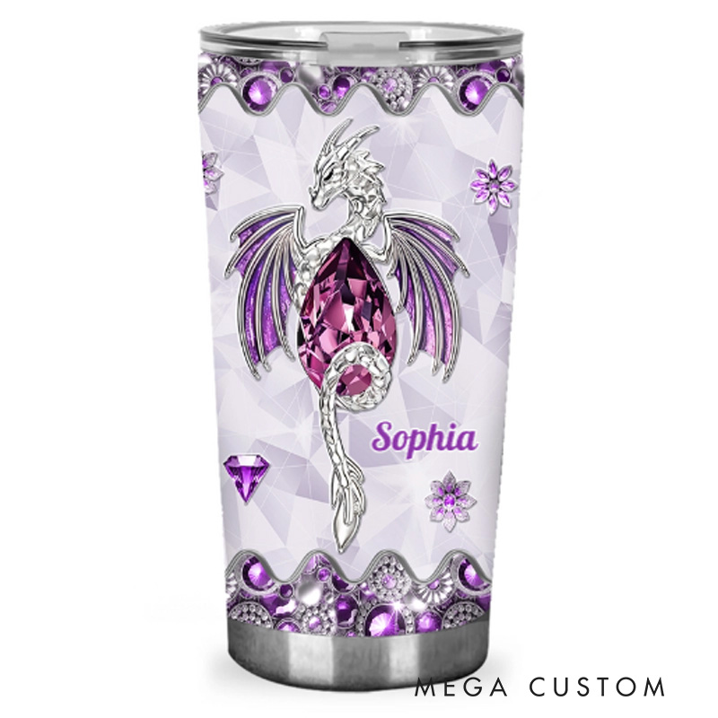 Personalized 2D Flat Love Dragons 20oz Tumbler Custom Magic Witch Themed Tumbler for Magic Lovers