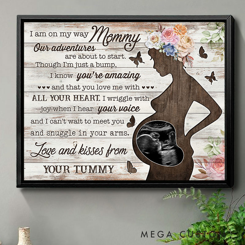 Personalized Ultrasound Frame Keepsake Canvas Print for Pregnant Mommy Mother's Day Gift