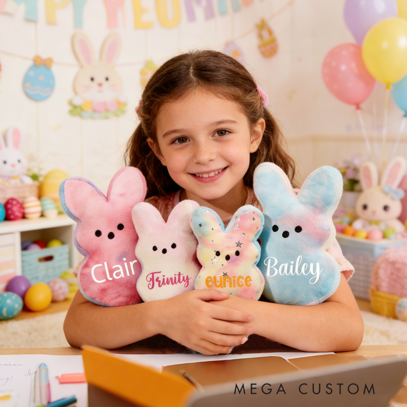 Personalized Easter Marshmallow Bunny Plush Toy an Easter Gift for Children Easter Gifts for Kids