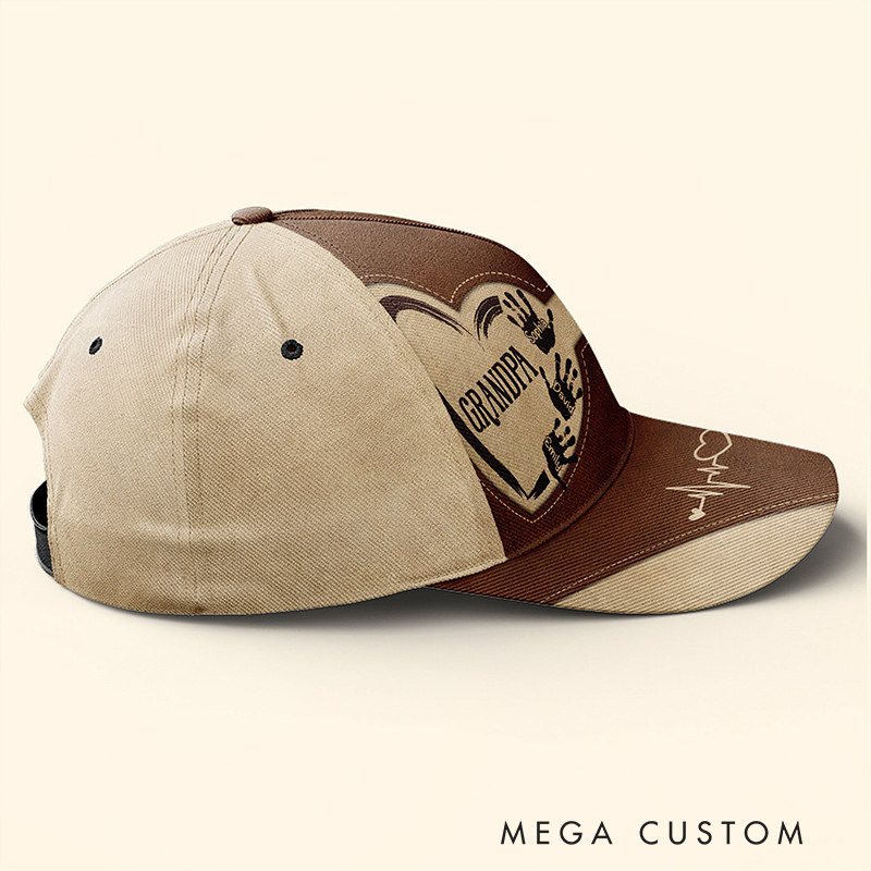 Personalized Classic Cap Custom Grandpa Dad Kids Handprints Gift for Grandpa Father's Day Gift