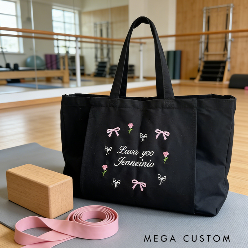 Personalised Yoga Bag Gym Bag Custom Canvas Pilates Bag Yoga with Name Lover Gift for Her