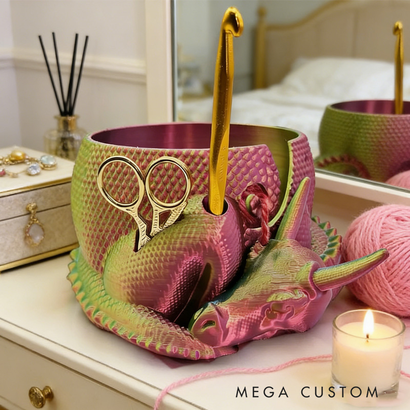 Personalized Dragon Yarn Bowl 3D Printed Dragon Yarn Holder Crochet Tool Holder Knitting Crocheting Gift Ideas Knitting Bowl Yarn Organizer for Mom