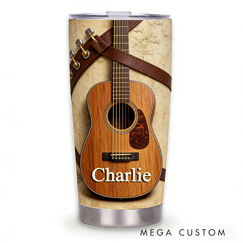 Personalized 2D Flat Rustic Melody 20oz Tumbler Custom Country Music Guitar Themed Tumbler for Music Lovers